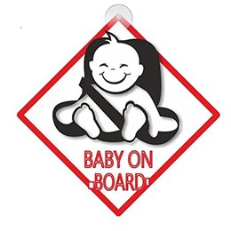 092200 MERKLOOS Baby on board sign with suction cups 110 x 110 mm