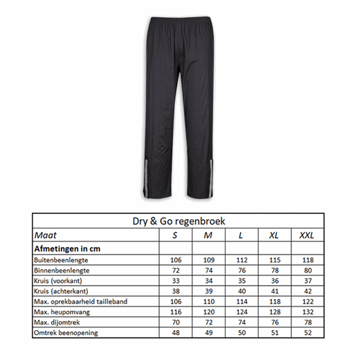610919.10.S LYNX Pantalon de pluie Dry & Go taille S 106 x 72 x 116 cm