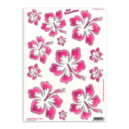91.05321 MERKLOOS Sticker set hawaiian flowers pink L 340 x 240 mm