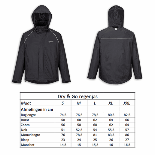 610910.20.M LYNX Veste de pluie Dry & Go taille M	 76.5 x 60 x 58 cm