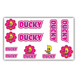 092081 MERKLOOS Fiets frame stickerset Ducky roze 125 x 180 mm