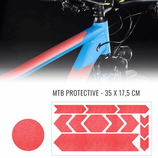 092022 MERKLOOS Set d'autocollants de protection du cadre de vélo rouge fluo 165 x 340 mm