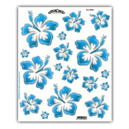 092302 MERKLOOS Set d'autocollants fleurs hawaïennes bleu M 240 x 200 mm