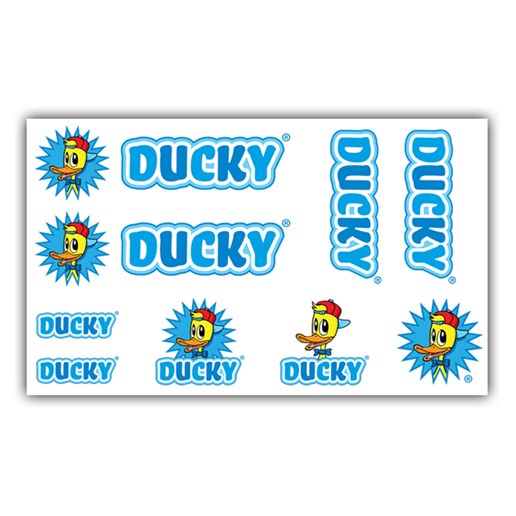 092080 MERKLOOS Fiets frame stickerset Ducky blauw 125 x 180 mm